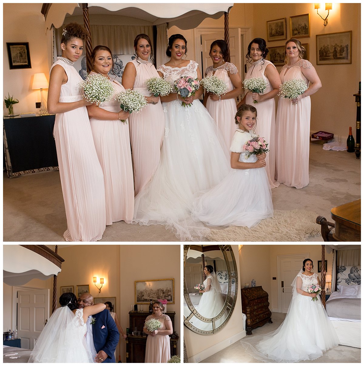 Bride and bridesmaids before the wedding ceremony