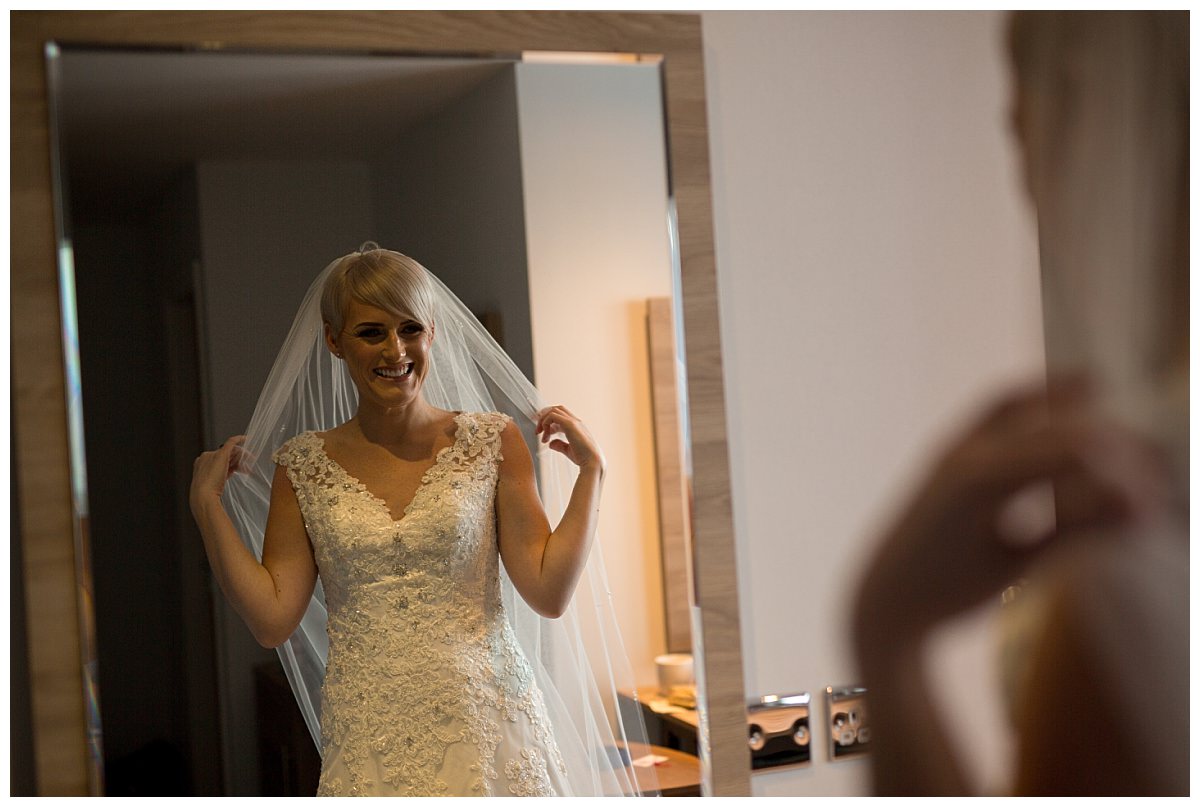 Bride getting ready at the Holiday Inn