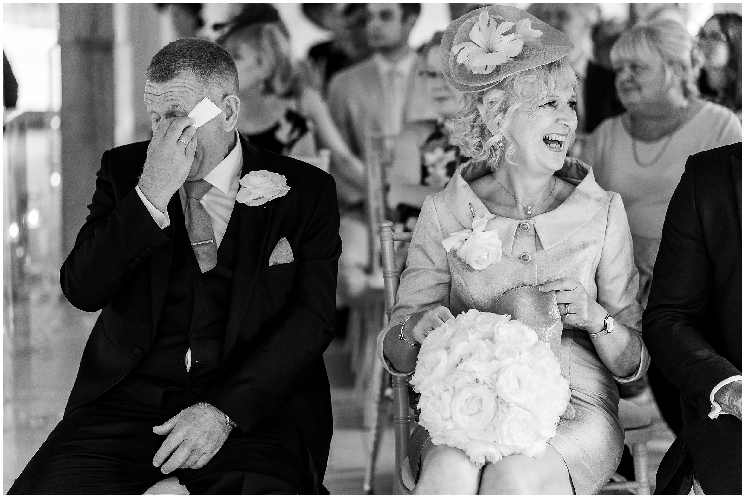 Father of the bride crying during wedding ceremony