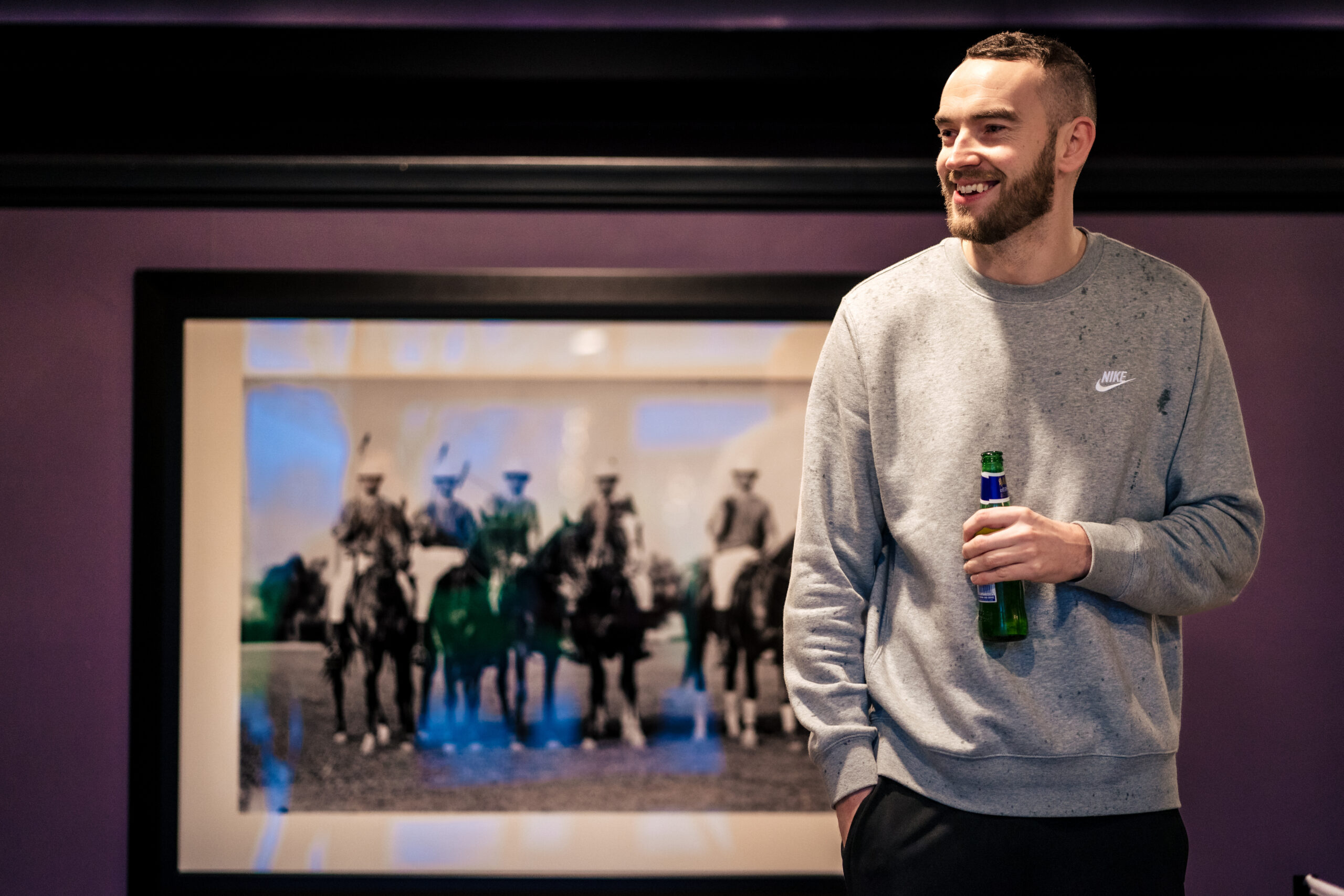 Joe sharing a laugh while getting ready ahead of the ceremony