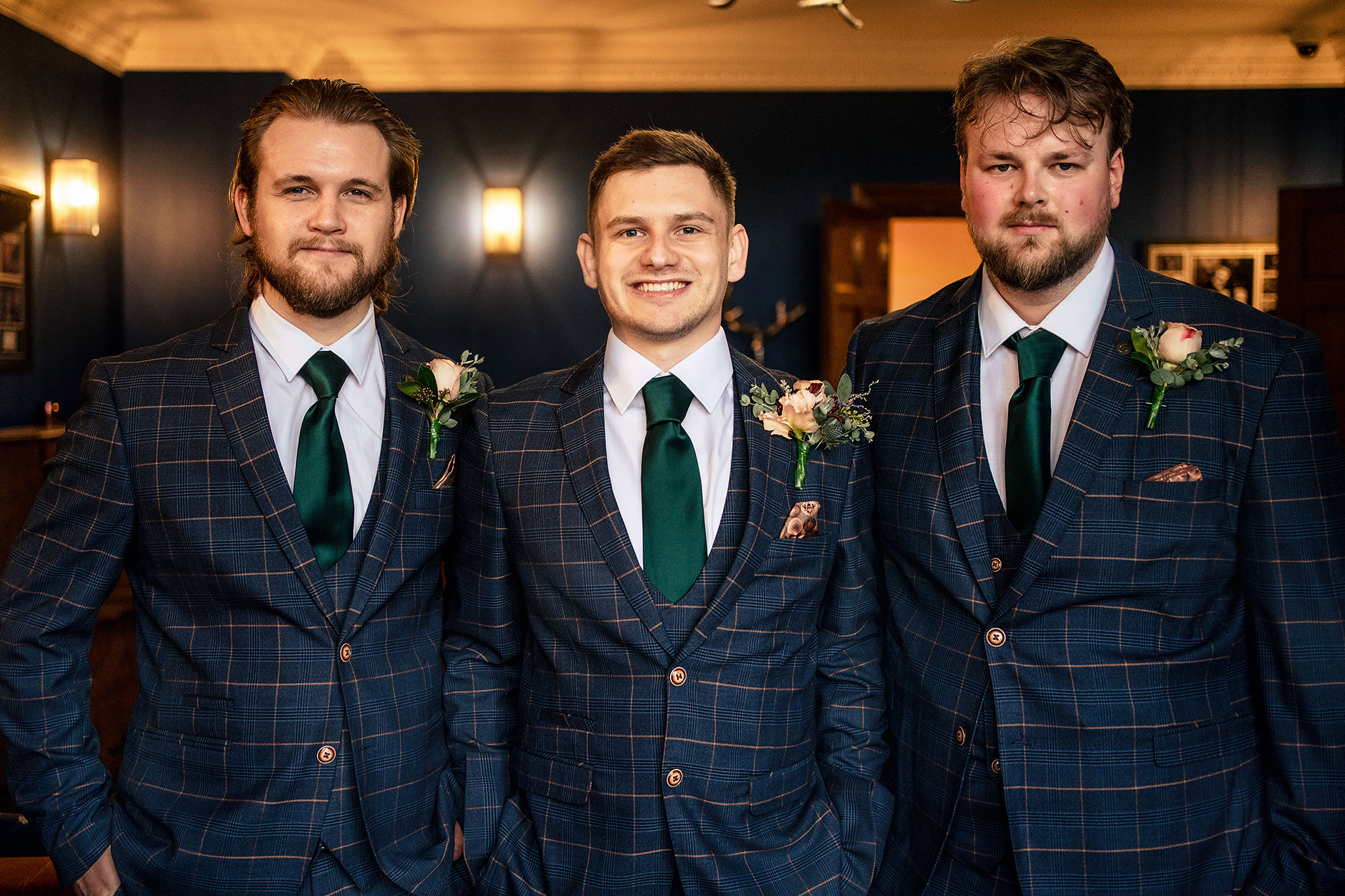 Dan and his groomsmen in their Marc Darcy suits before the Salt House ceremony