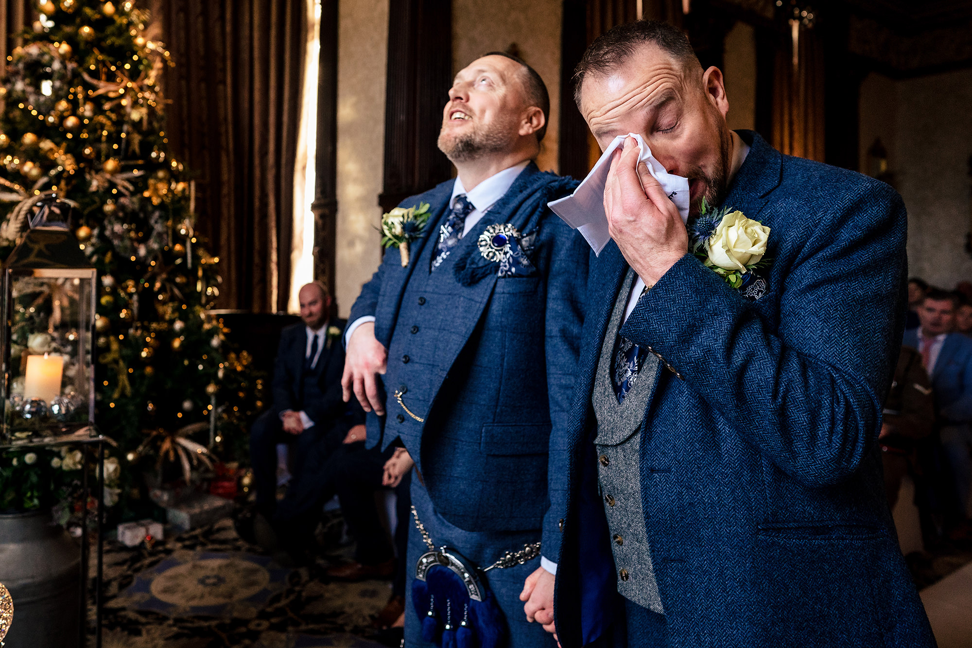 An emotional moment shared during the ceremony at Crewe Hall