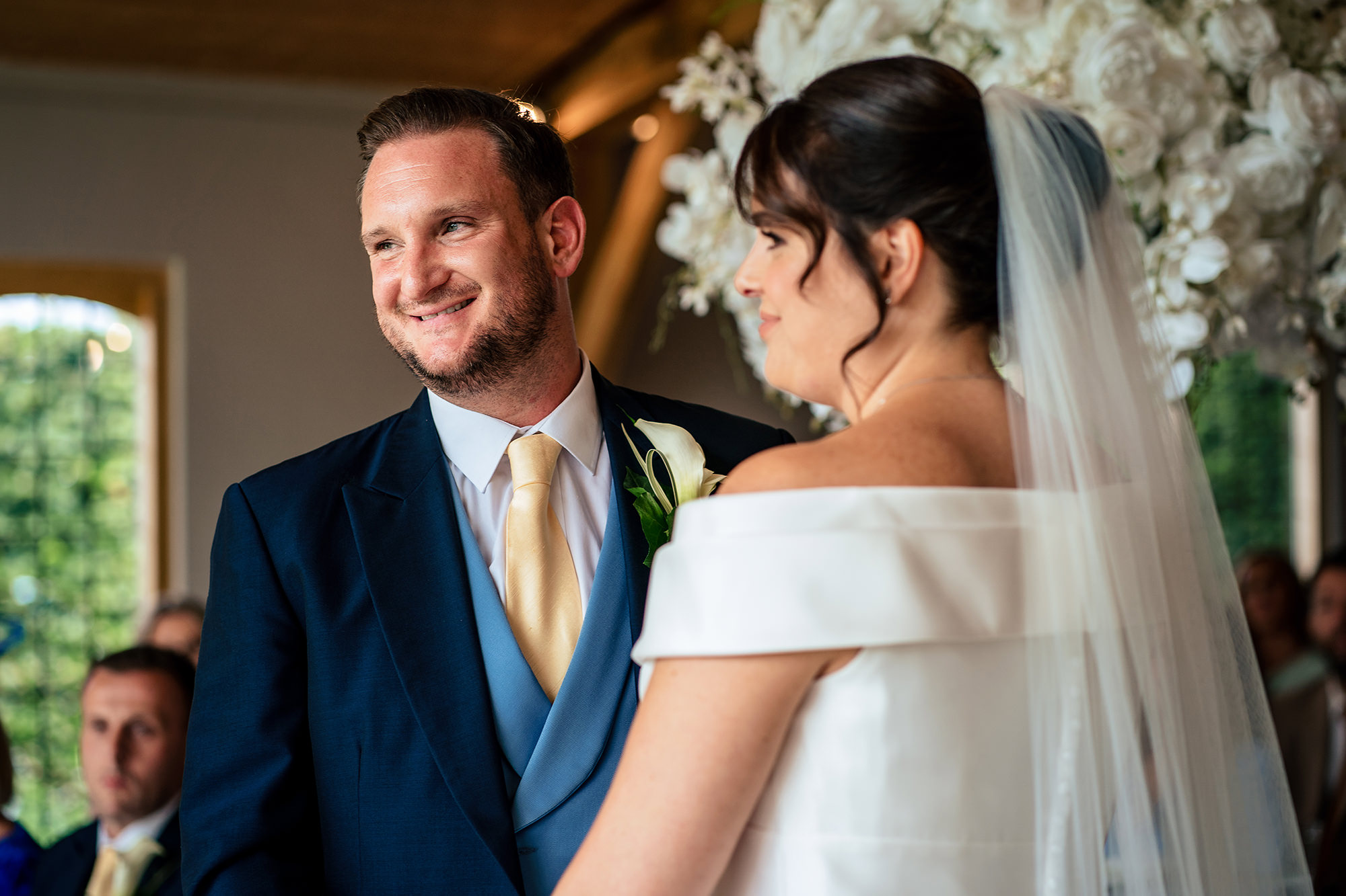 Ryan's face during the exchange of vows, Merrydale Manor wedding photographer