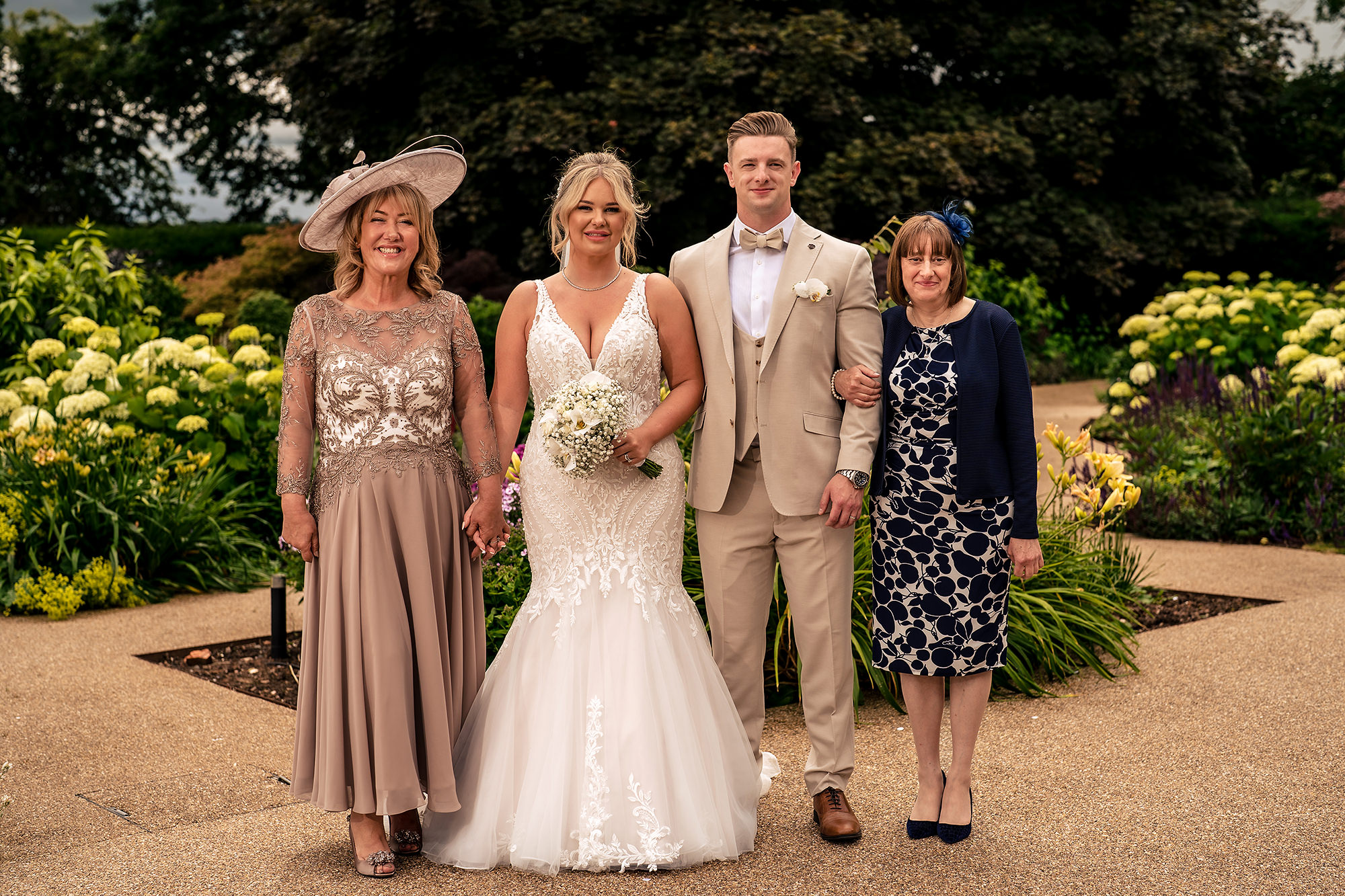 Jess and Cy with their mums at Salt House, Staffordshire wedding photography