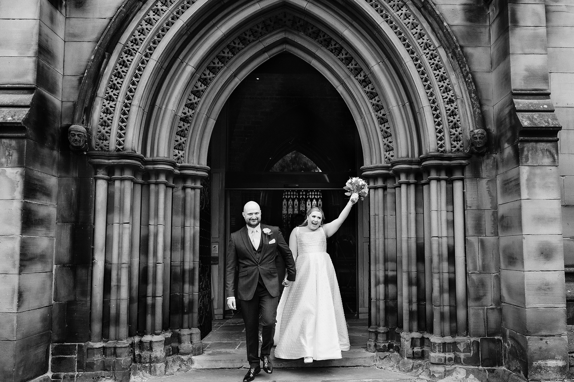 Pete’s black and white fist pump walking back down the aisle as a married man