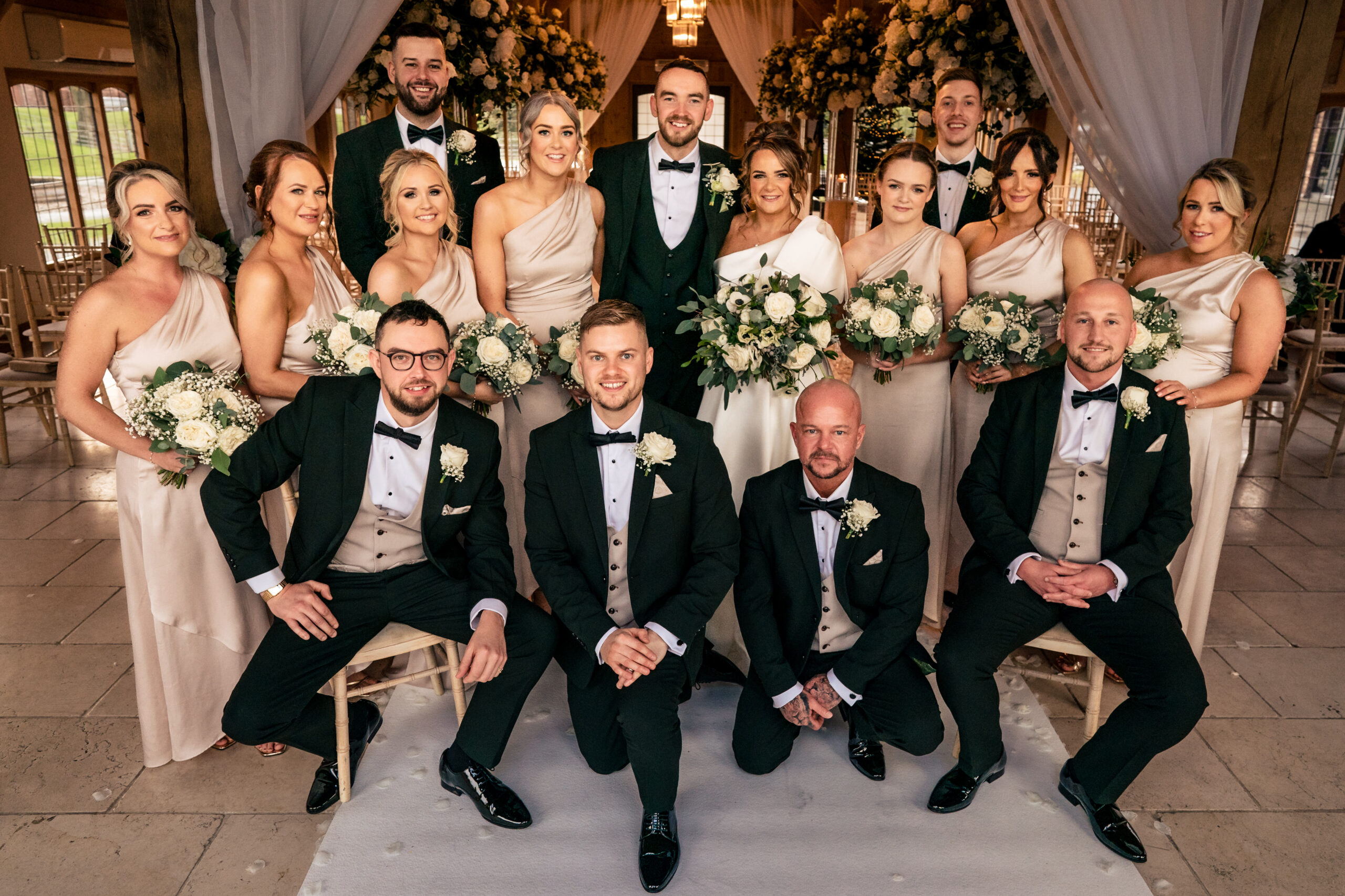 The full wedding party together at Colshaw Hall