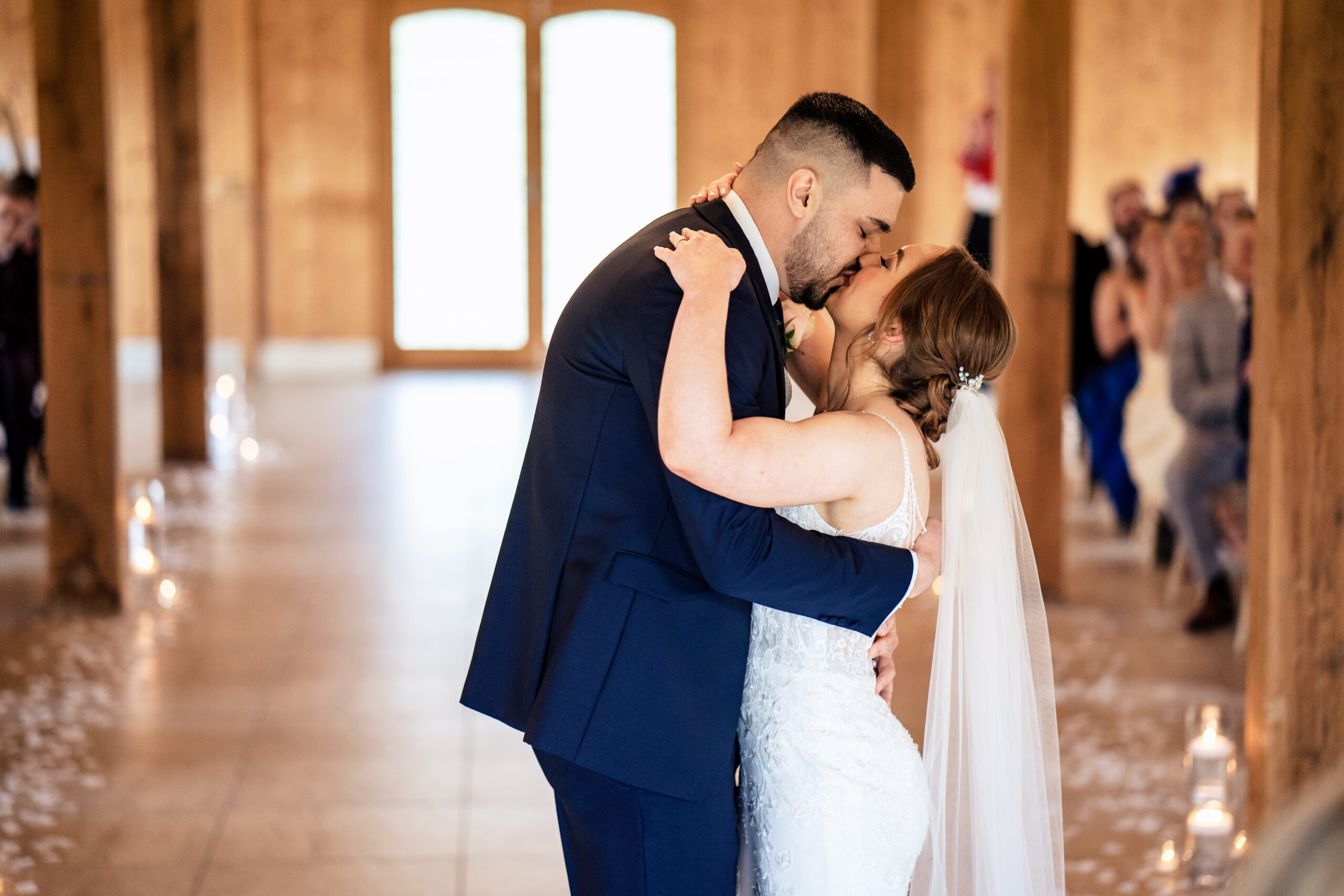 Dean and Bethany's first kiss in the aisle of the Ceremony Room