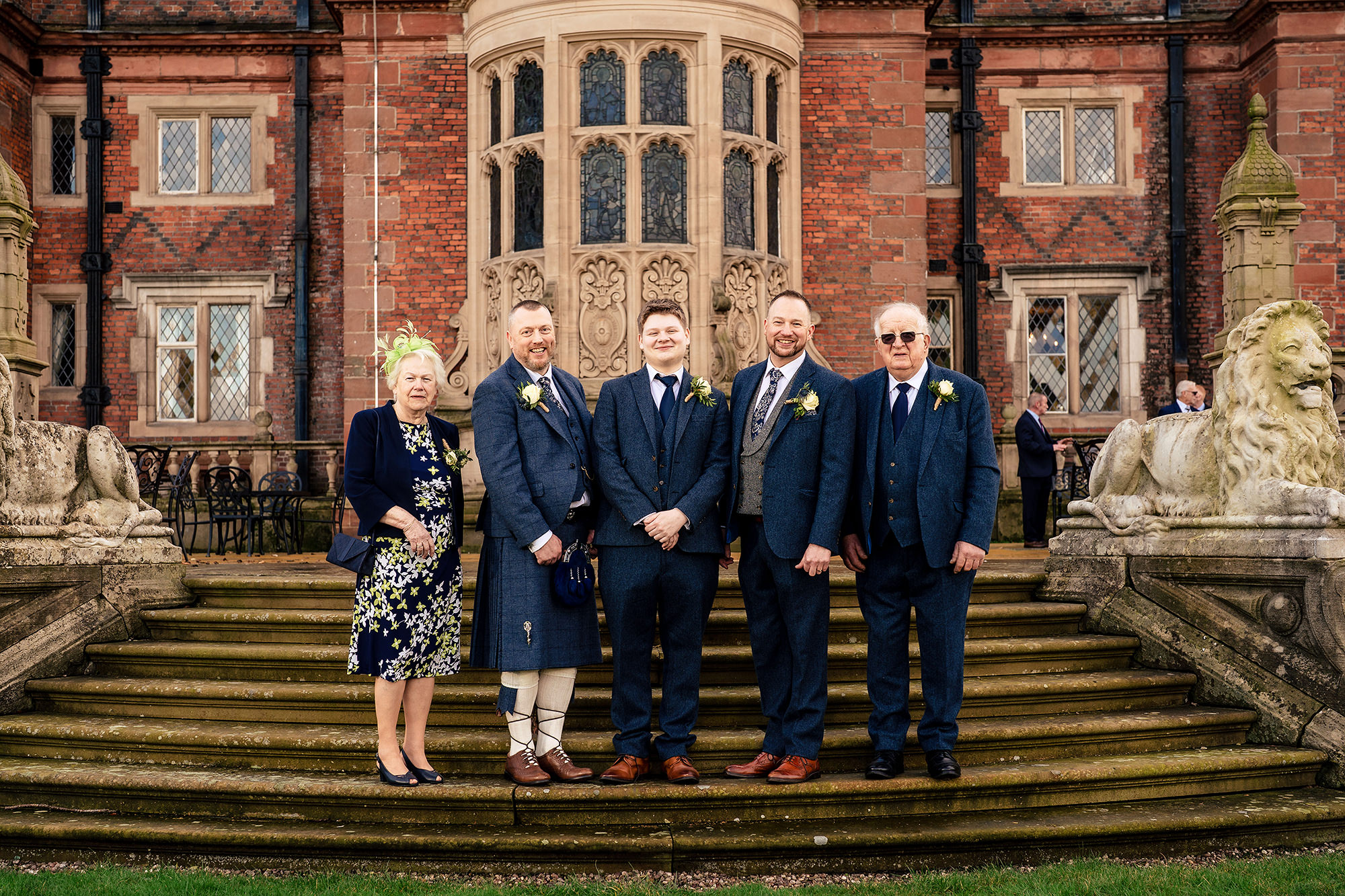One of the family formal photographs taken on the steps at Crewe Hall