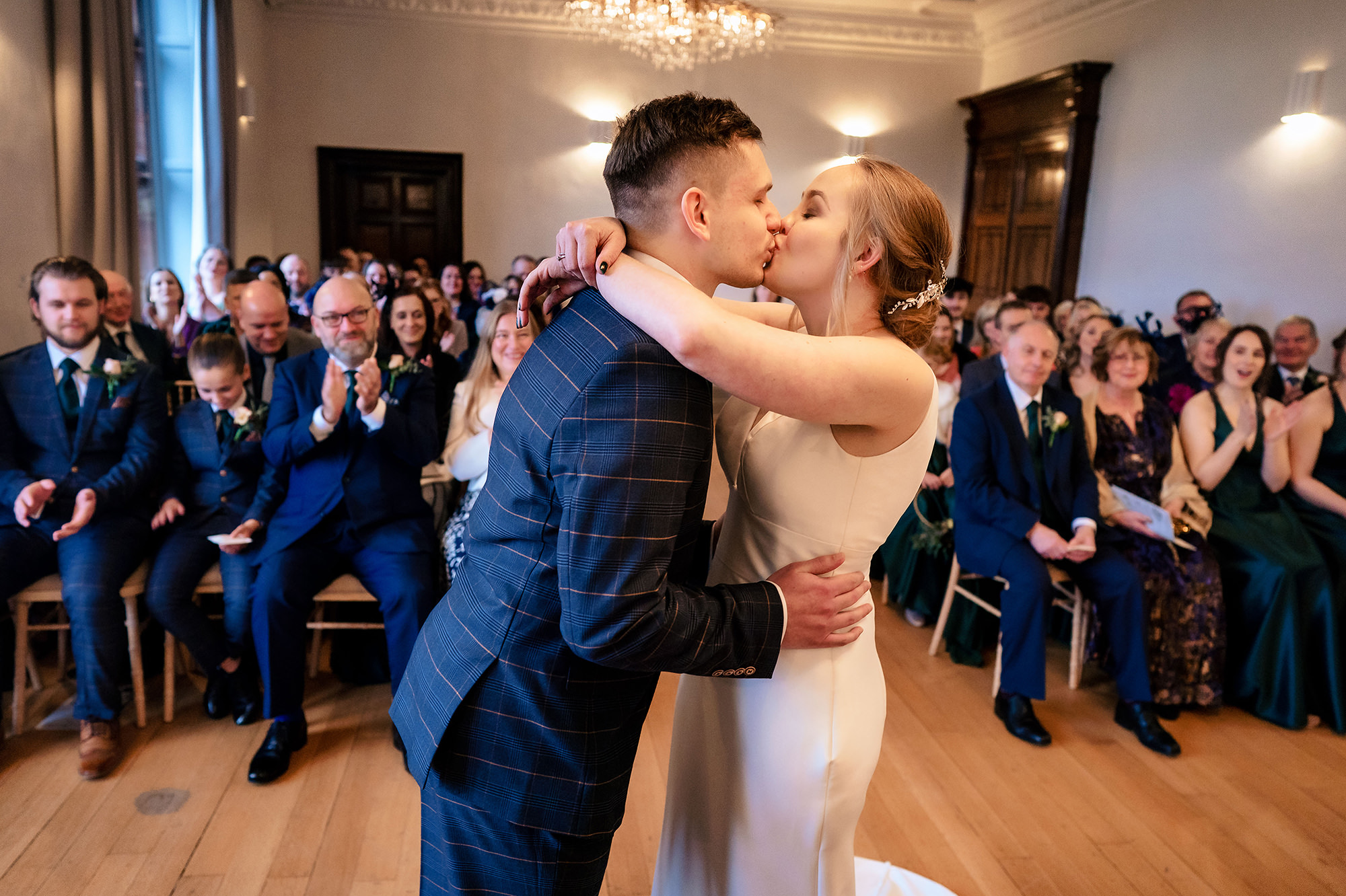 Chloe and Dan’s first kiss as husband and wife at Salt House