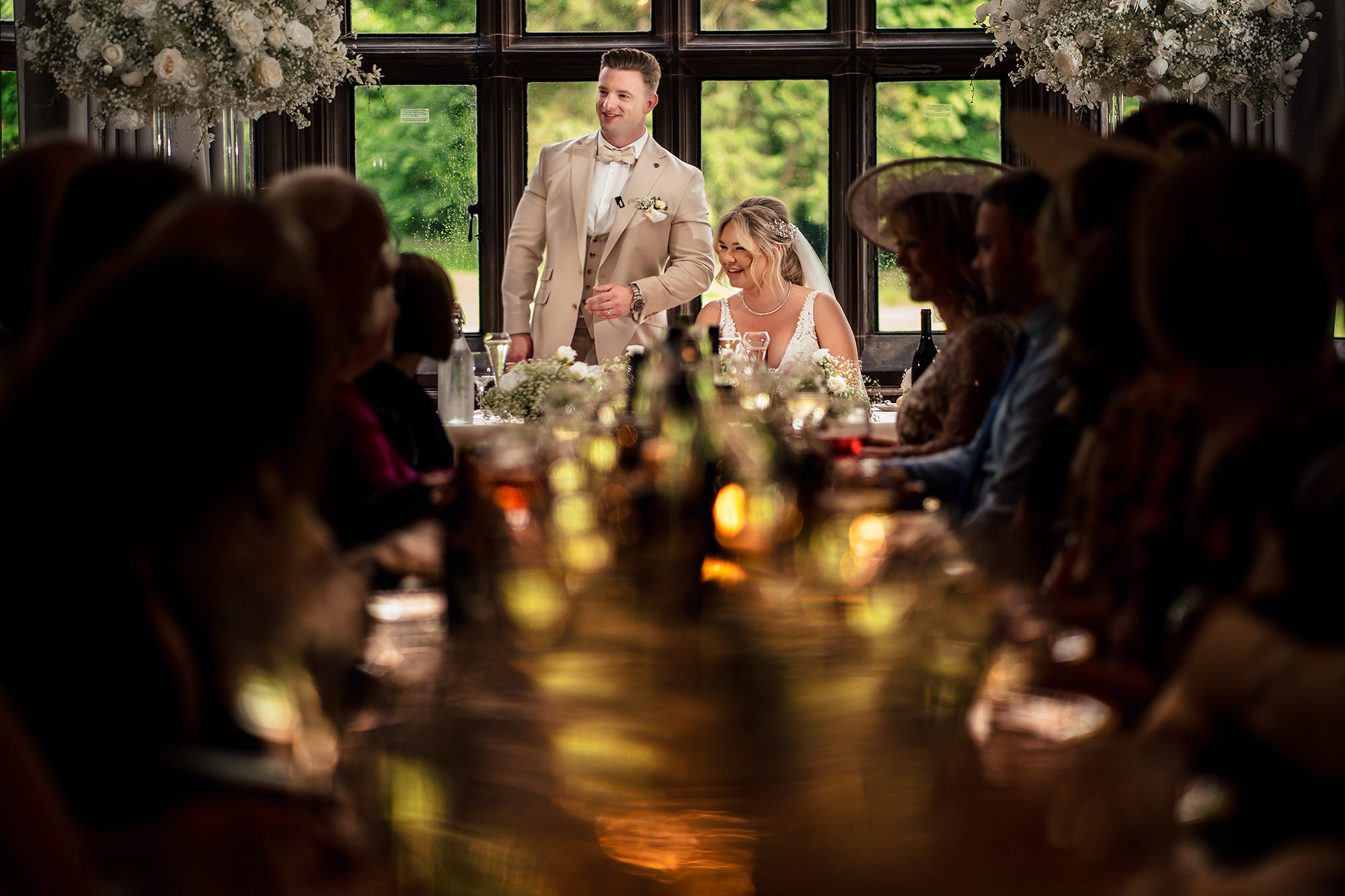 Cy giving his speech at the wedding breakfast, Salt House, Staffordshire