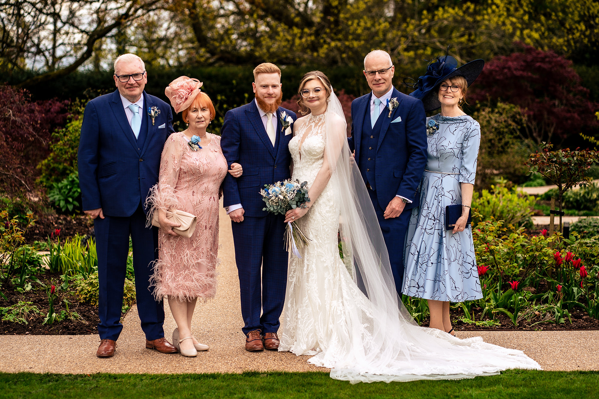 Family formal photograph in the Salt House gardens, Staffordshire wedding photographer