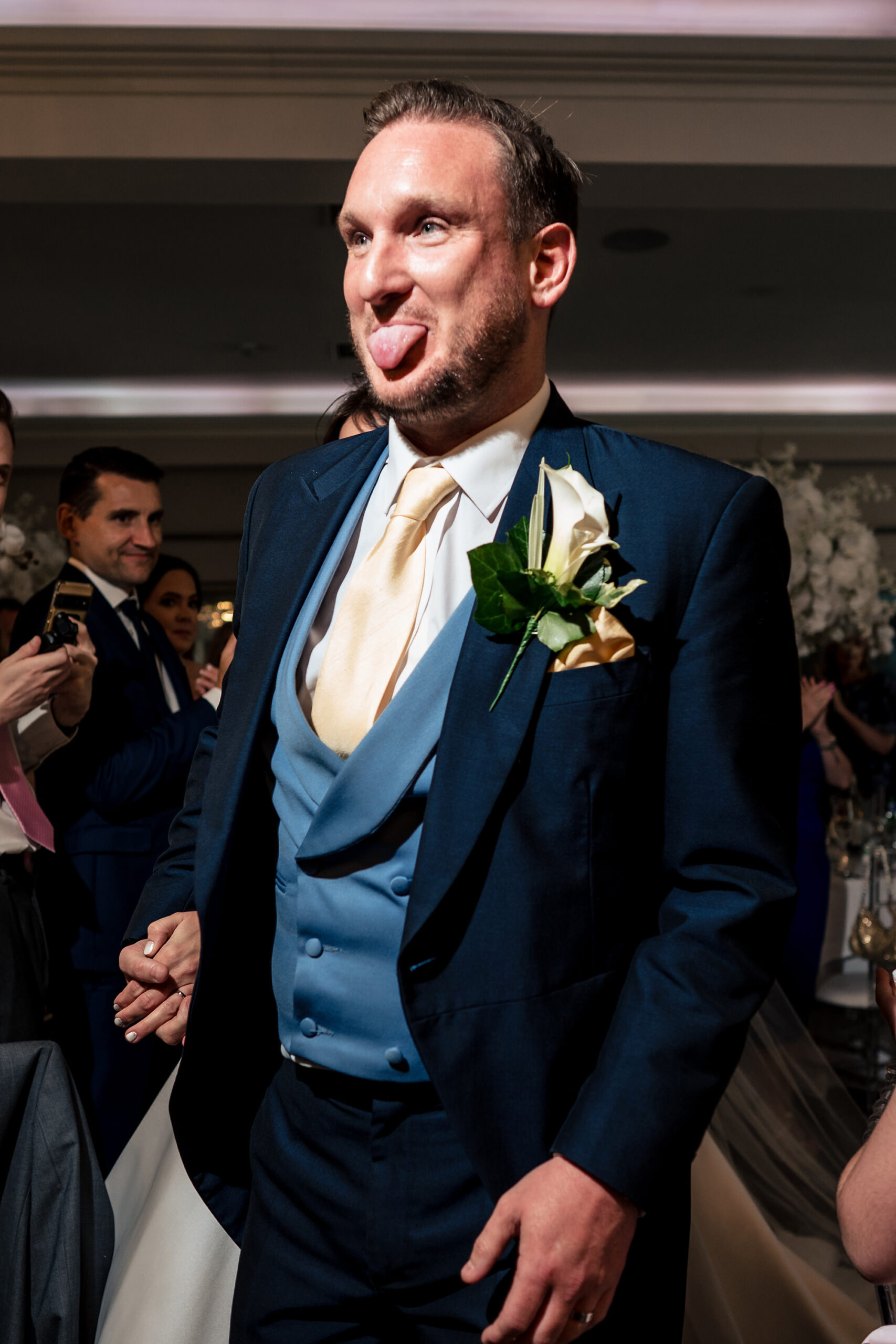Ryan laughing during one of the speeches, Merrydale Manor wedding photographer