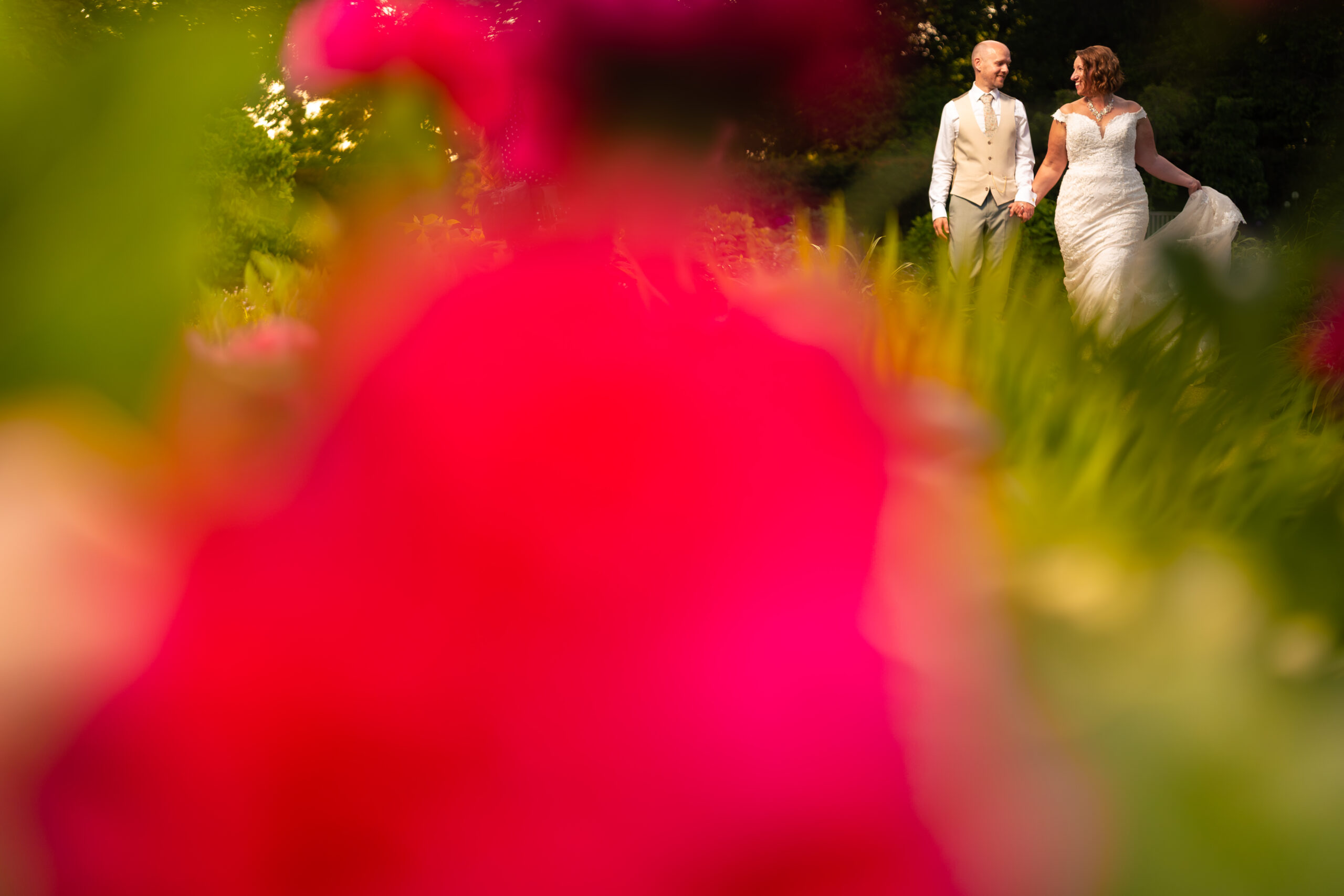 Close up portrait of the bride and groom together as the light softened into evening at Salt House
