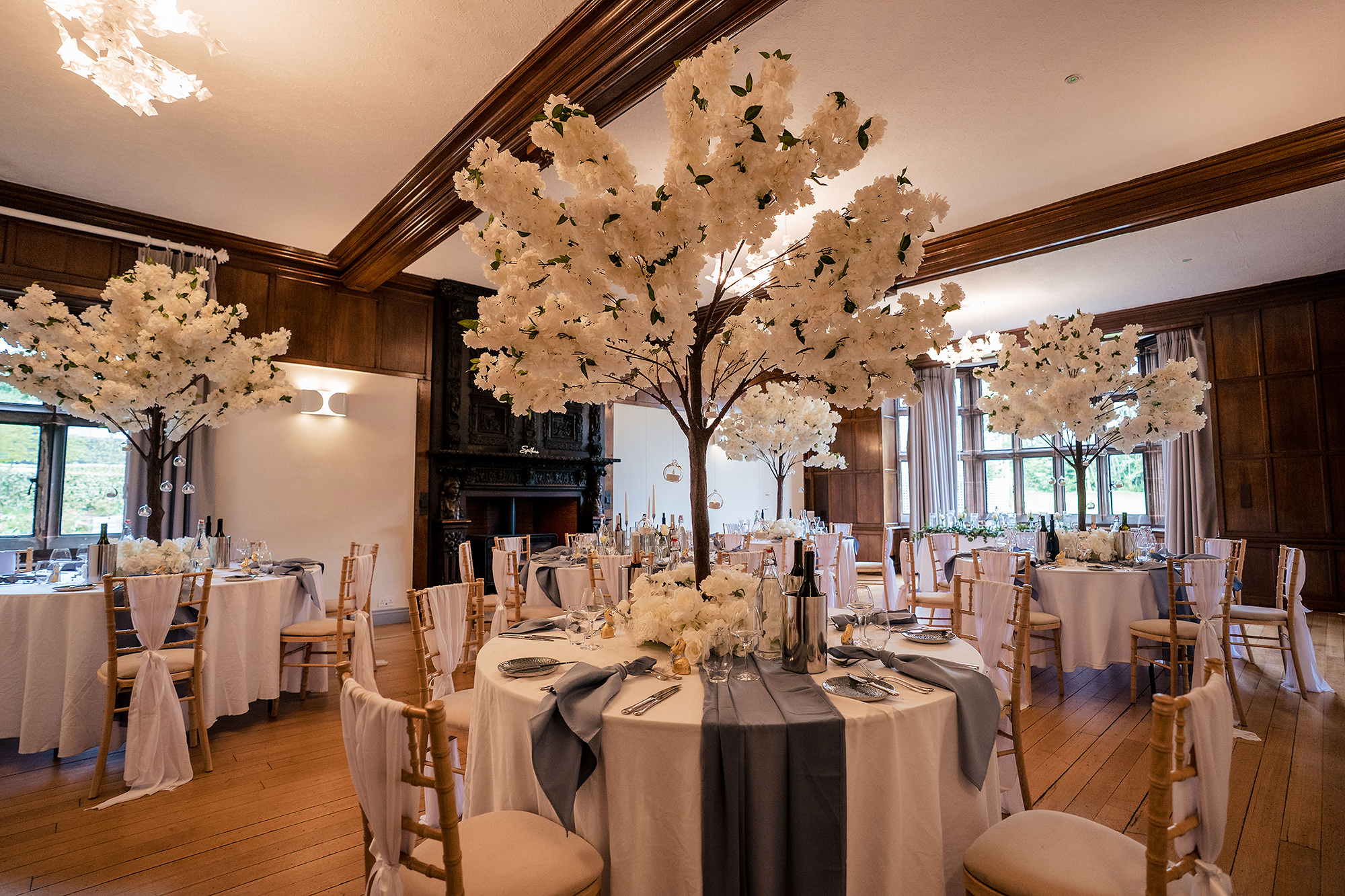 The Salt House reception room dressed and ready for the wedding breakfast, Staffordshire wedding photographer