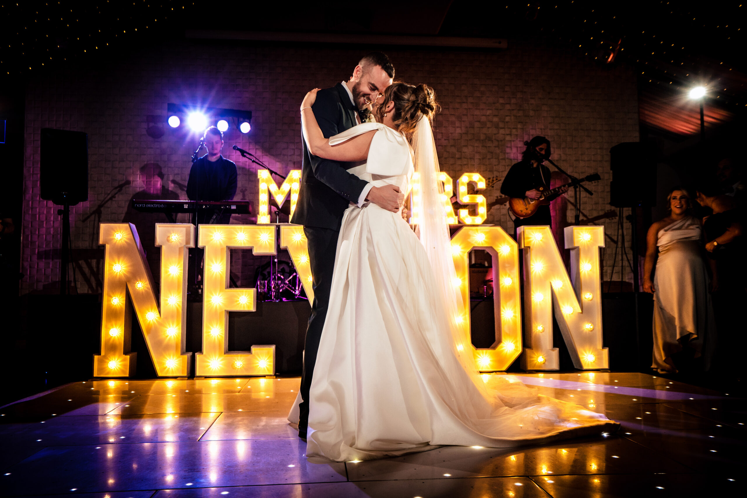 A close embrace during the first dance at Colshaw Hall, Cheshire wedding photographer
