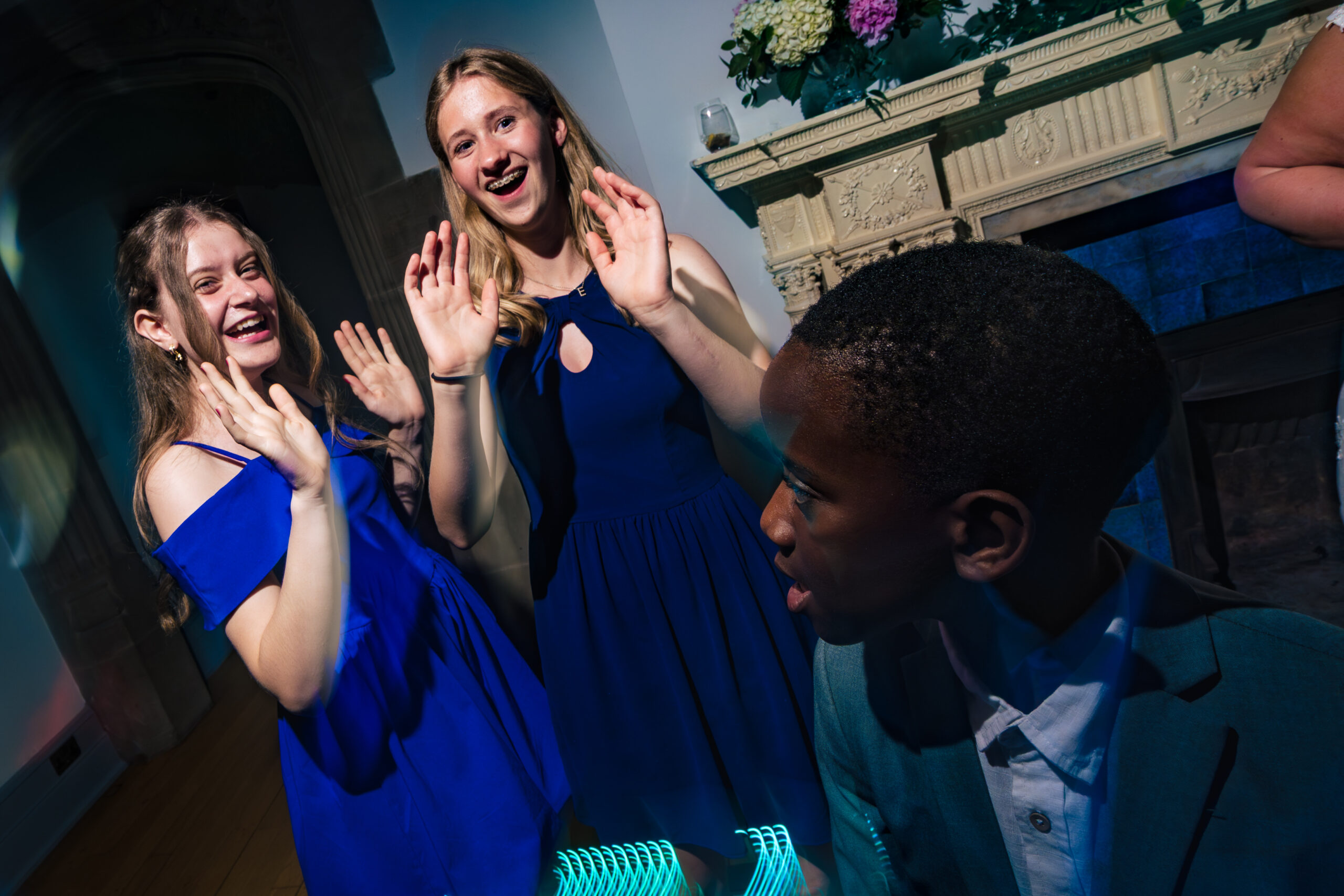Wedding guests cheering the newlyweds on during their first dance at Salt House