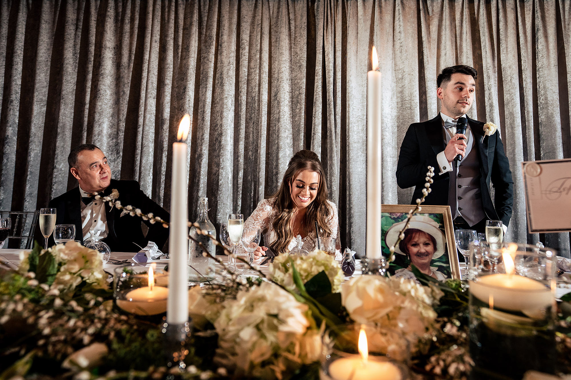 Jamie standing to give his speech at the top table at Merrydale Manor