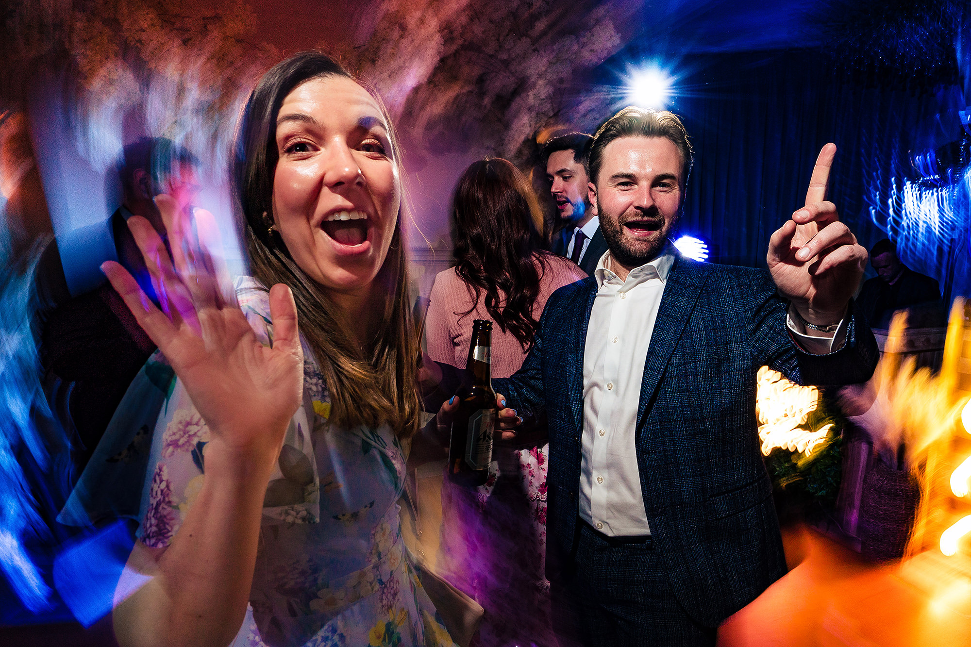 Guests dancing and laughing on the dance floor into the evening, Salt House wedding photographer