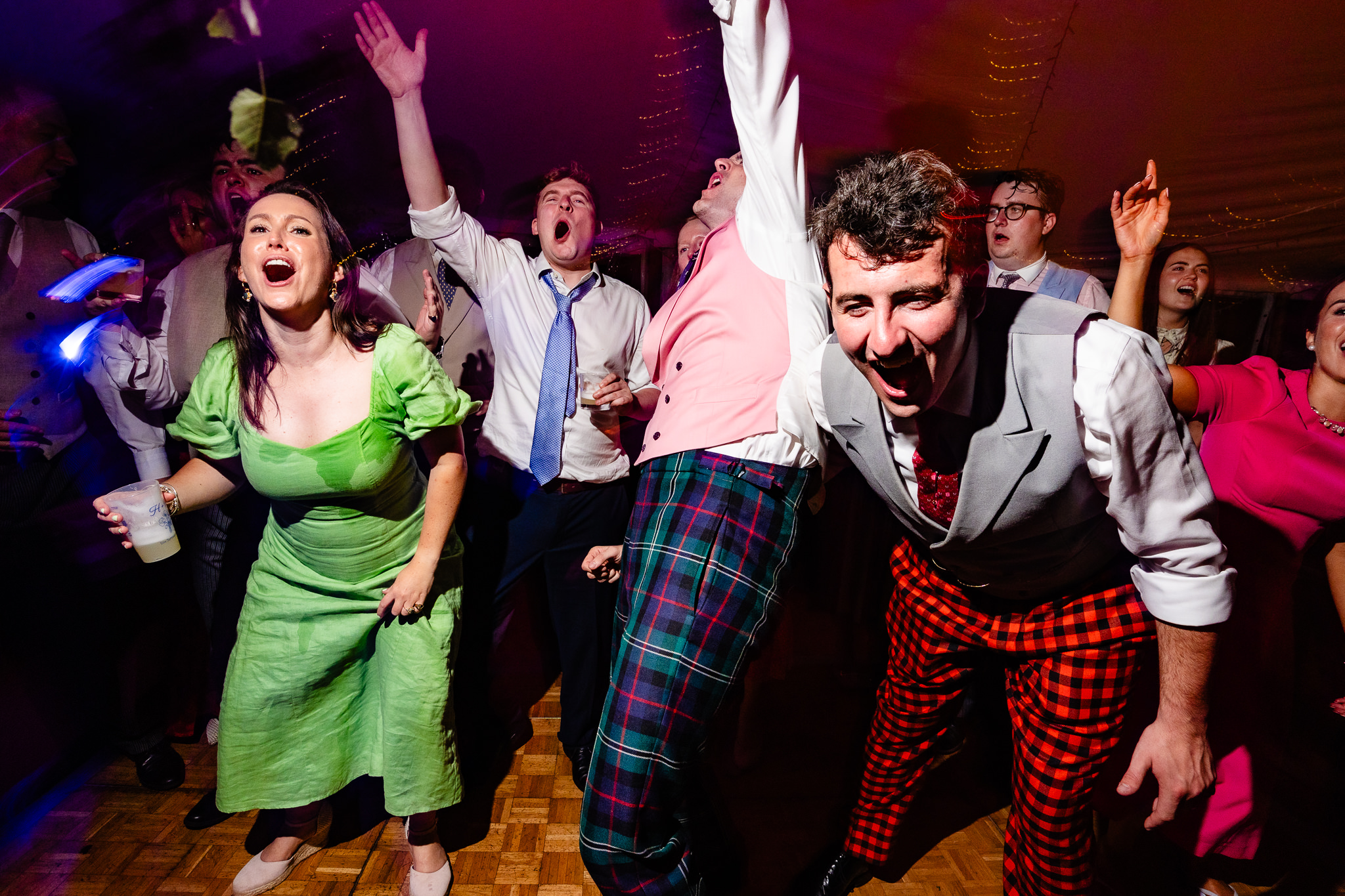 Guests dancing and singing late into the night in the marquee